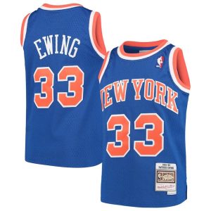 Kinder Mitchell & Ness Patrick Ewing Blau New York Knicks Trikot Hardwood Classics Swingman Throwback