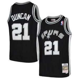 Kinder Mitchell & Ness Tim Duncan Schwarz San Antonio Spurs Trikot Swingman Throwback