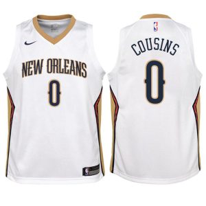 Kinder New Orleans Pelicans Trikot #0 DeMarcus Cousins Weiß Swingman – Association Edition