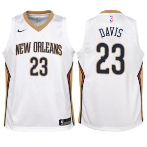 Kinder New Orleans Pelicans Trikot #23 Anthony Davis Weiß Swingman – Association Edition