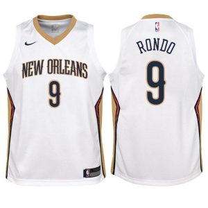 Kinder New Orleans Pelicans Trikot #9 Rajon Rondo Weiß Swingman – Association Edition