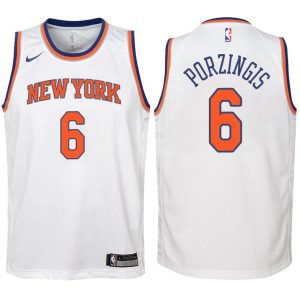 Kinder New York Knicks Trikot #6 Kristaps Porzingis Weiß Swingman -Association Edition
