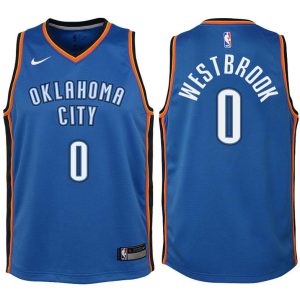 Kinder Oklahoma City Thunder Trikot #0 Russell Westbrook Blau Swingman -Icon Edition