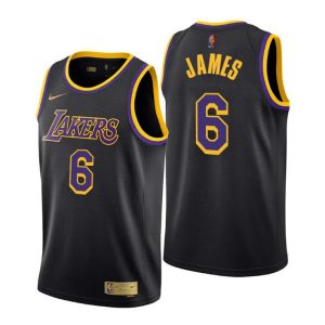 Los Angeles Lakers Trikot Earned Edition #6 LeBron James Schwarz Swingman