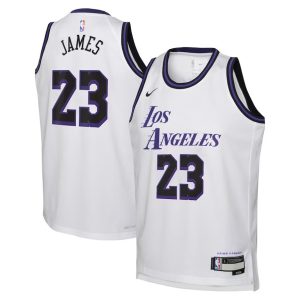 Los Angeles Lakers Trikot Nike City Edition Swingman 22 – Weiß – Lebron James – Kinder