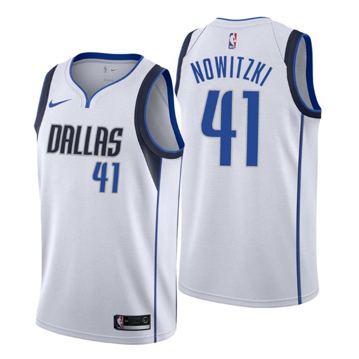 Men Dallas Mavericks Trikot #41 Dirk Nowitzki Association Weiß Swingman