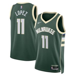 Milwaukee Bucks Trikot Nike Icon Edition 2022-23 Swingman Grün Version Brook Lopez 11 Herren