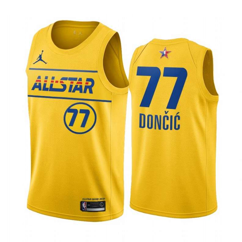 NBA Dallas Mavericks Trikot Luka Doncic 77 2021 All-Star Trikot Jordan Brand Gold Swingman – Herren