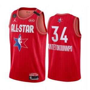 NBA Milwaukee Bucks Trikot Giannis Antetokounmpo 34 2020 All-Star Trikot Jordan Brand Rot Swingman – Herren