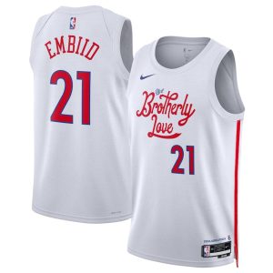 Philadelphia 76ers Trikot Nike City Edition Swingman 22 – Weiß – Joel Embiid