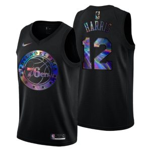Philadelphia 76ers Trikot Tobias Harris #12 Iridescent Holographic Schwarz
