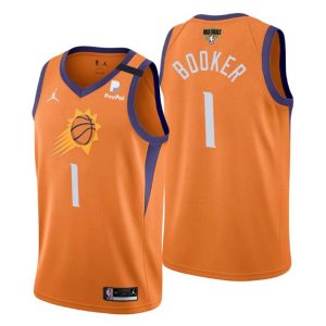 Phoenix Suns Trikot 2021 NBA Finals #1 Devin Booker Orange Statement Edition Swingman