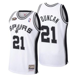 San Antonio Spurs Trikot Herren #21 Authentic Tim Duncan Weiß Hardwood Classics